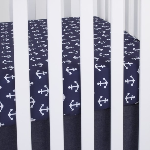 Navy/White Anchors Crib Sheet by NoJo - Picture 2 of 3